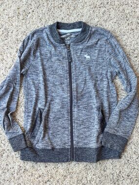 abercrombie kids Gray Heather Zip-Up Sweater Jacket 9/10